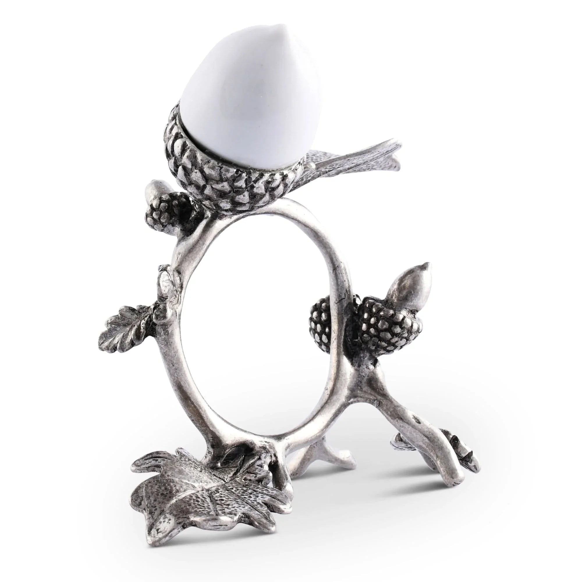 Porcelain Acorn & Oak Leaf Napkin Ring with Pewter - The Mayfair Hall