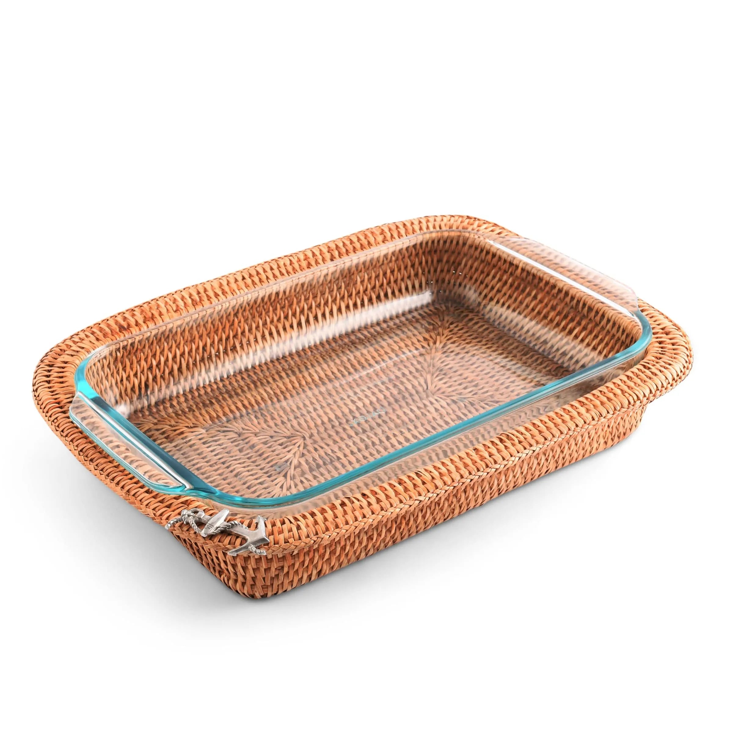Anchor Hand Woven Wicker Rattan 3qt Rectangular Casserole Holder - The Mayfair Hall