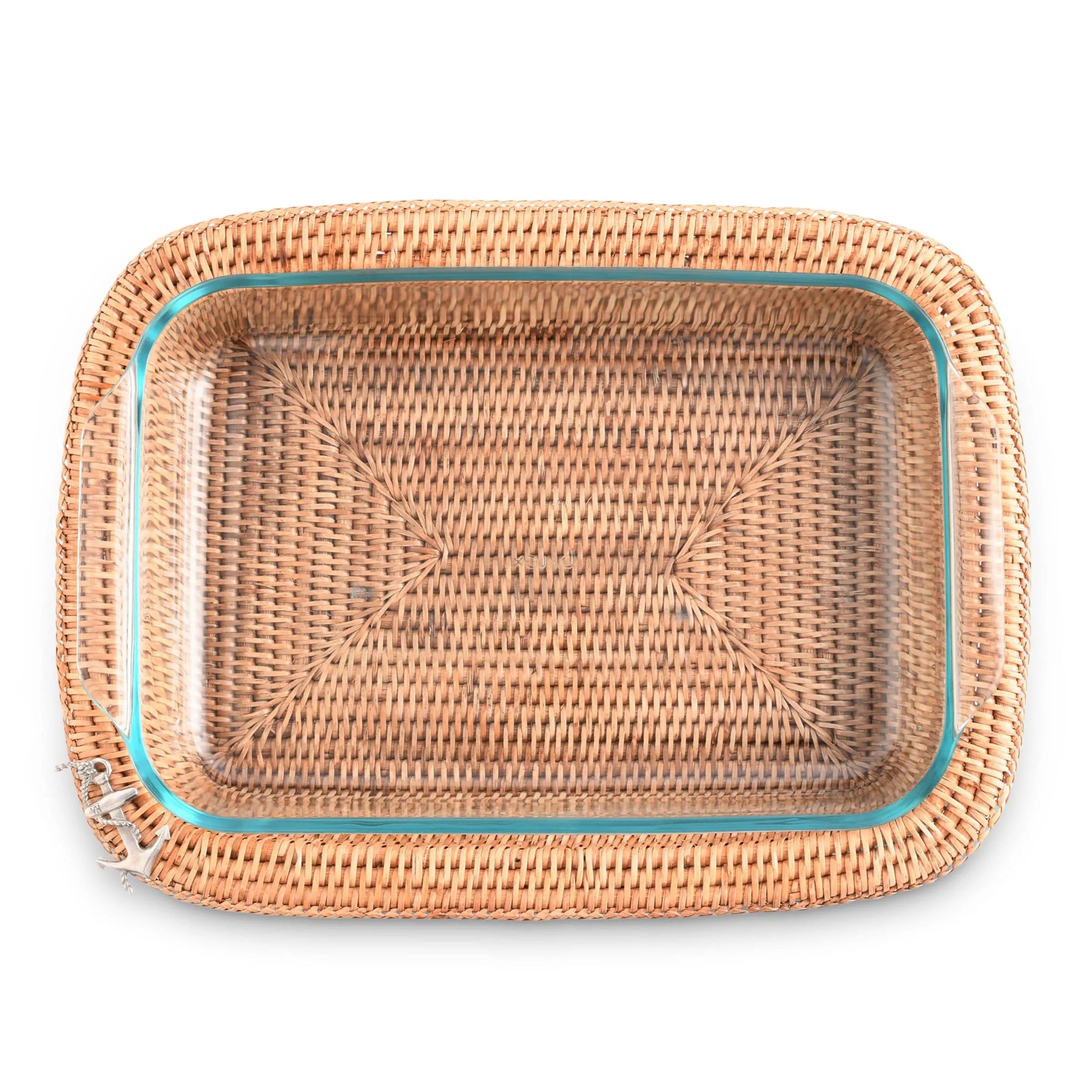 Anchor Hand Woven Wicker Rattan 3qt Rectangular Casserole Holder - The Mayfair Hall