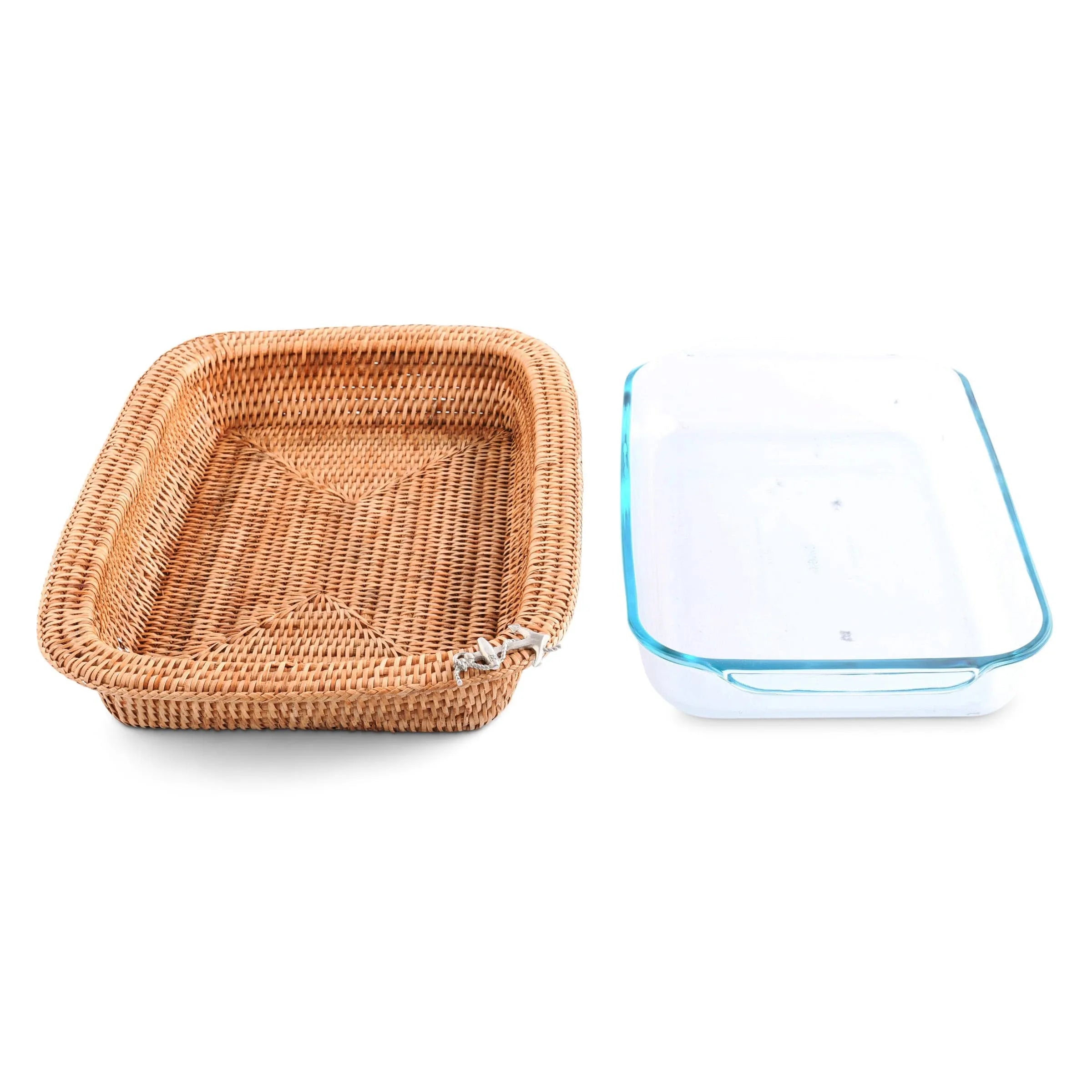 Anchor Hand Woven Wicker Rattan 3qt Rectangular Casserole Holder - The Mayfair Hall