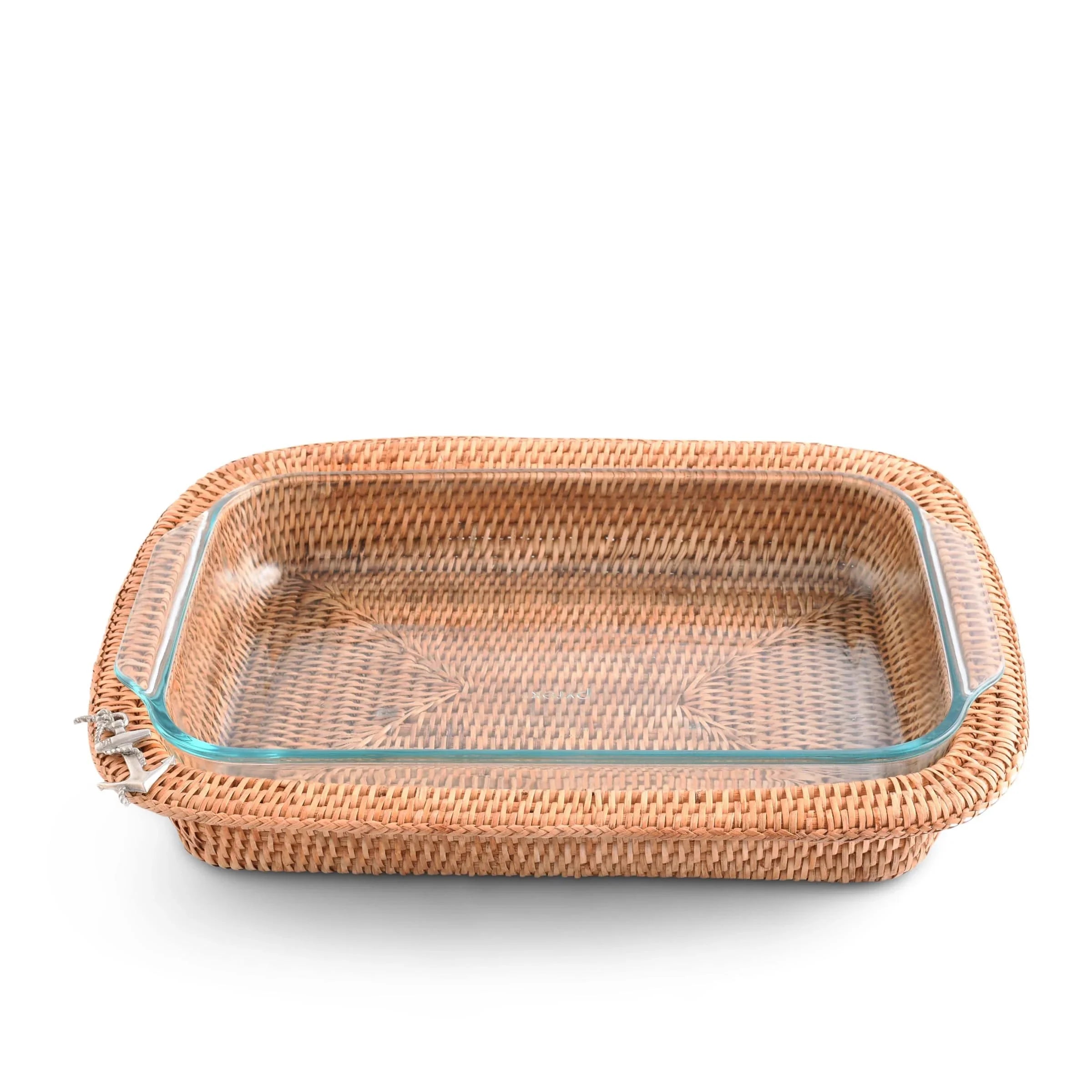 Anchor Hand Woven Wicker Rattan 3qt Rectangular Casserole Holder - The Mayfair Hall