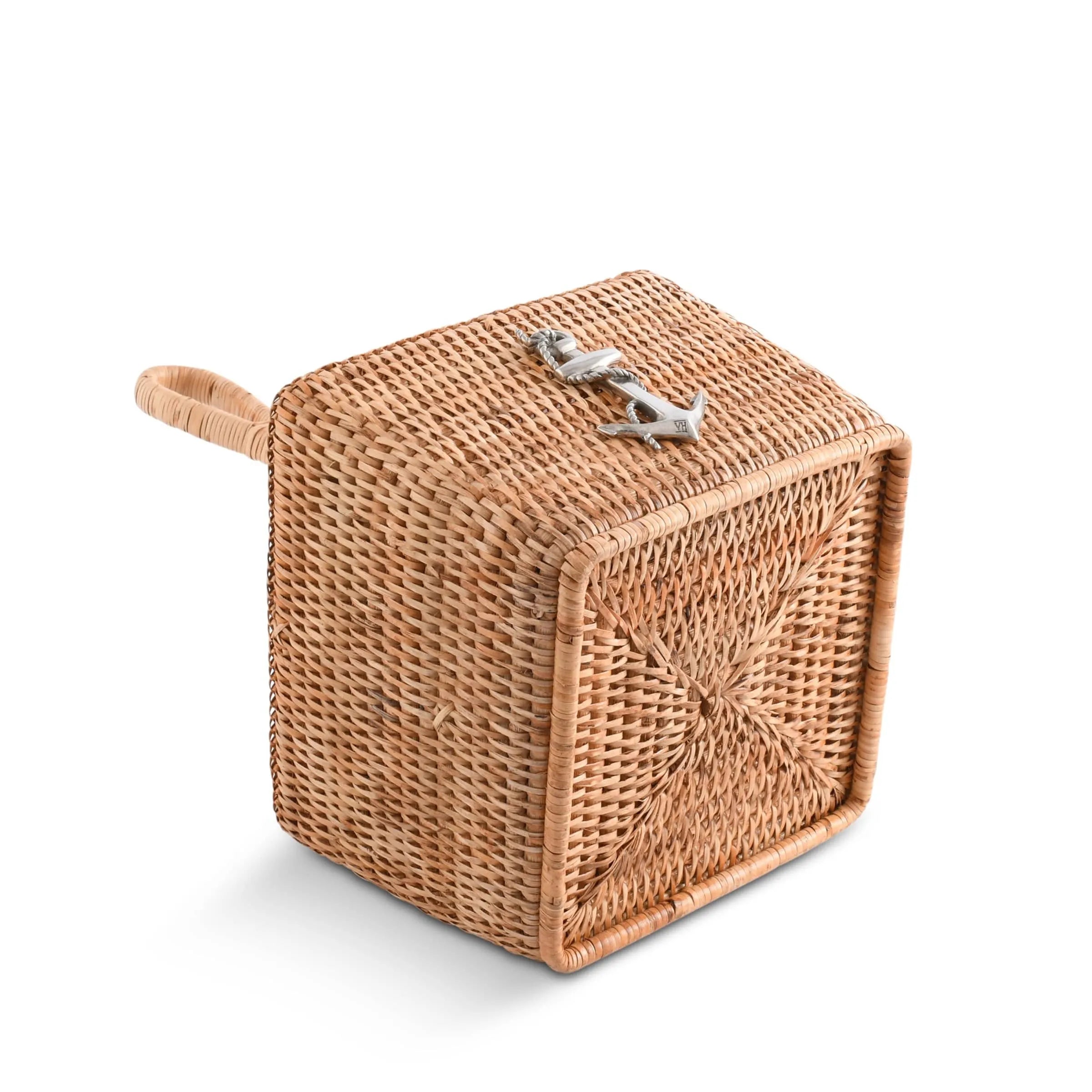 Anchor Hand Woven Wicker Rattan Flatware Caddy - The Mayfair Hall