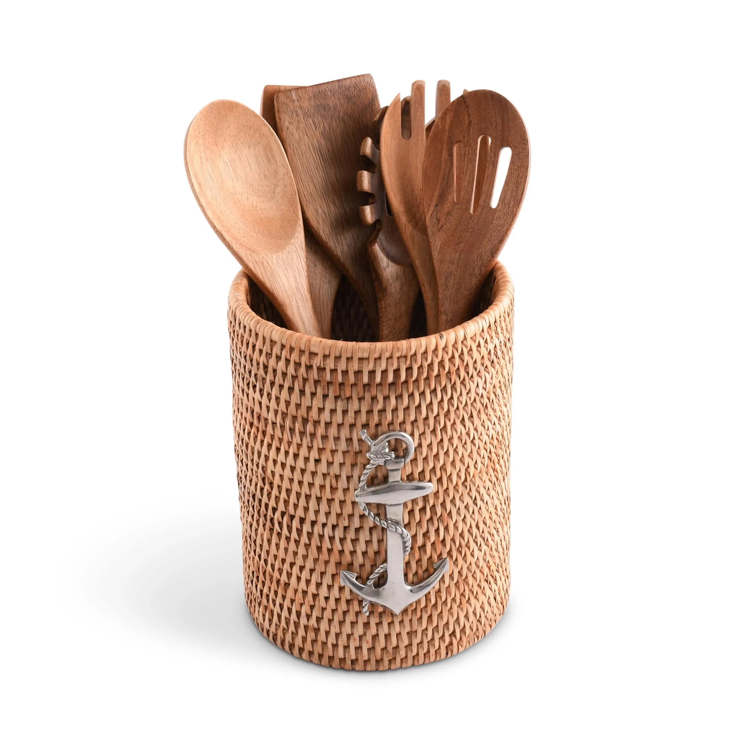 Anchor Hand Woven Wicker Rattan Utensils Holder - The Mayfair Hall