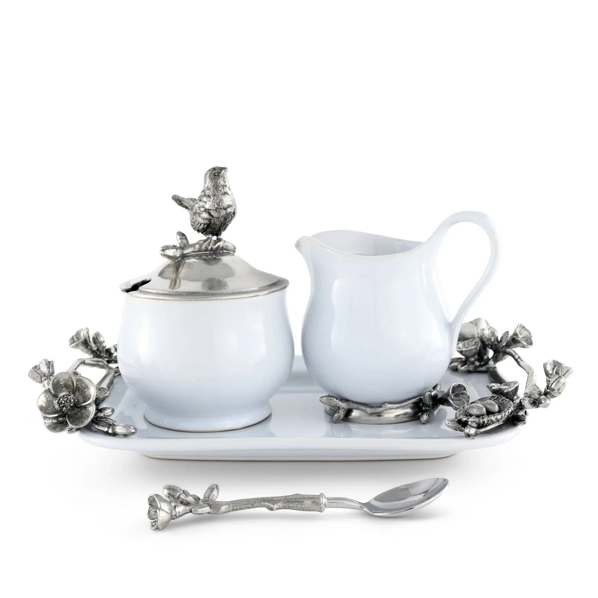 Stoneware Creamer Set - Pewter Song Bird - The Mayfair Hall