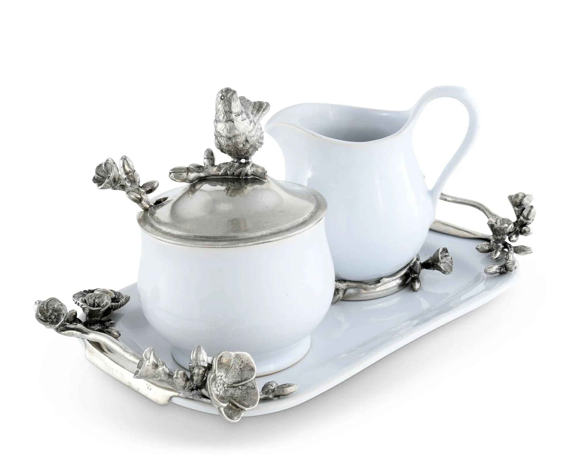 Stoneware Creamer Set - Pewter Song Bird - The Mayfair Hall