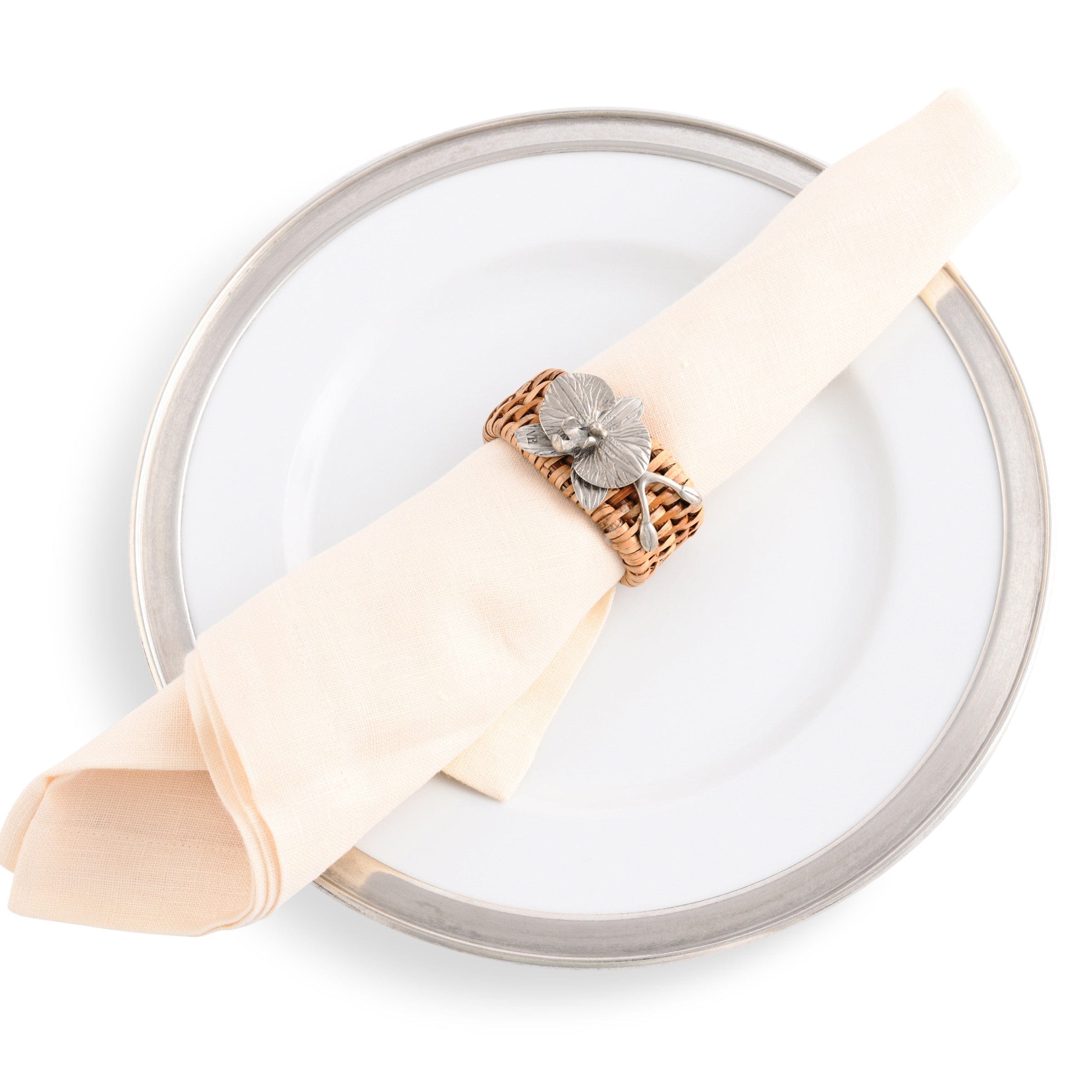 Orchid Hand Woven Wicker Rattan Napkin Ring - Thumbnail 2