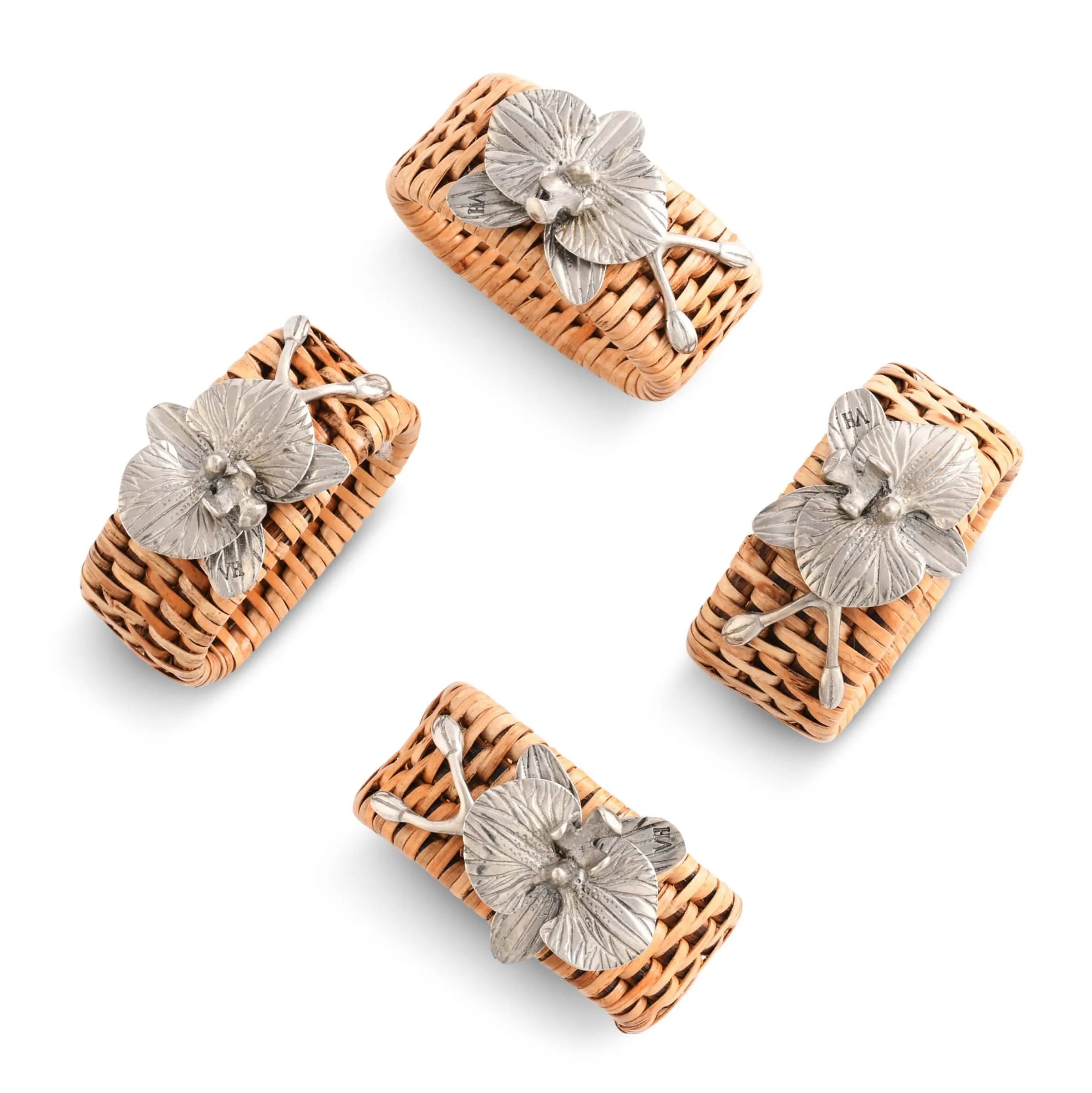 Orchid Hand Woven Wicker Rattan Napkin Ring - Set of 4 - The Mayfair Hall