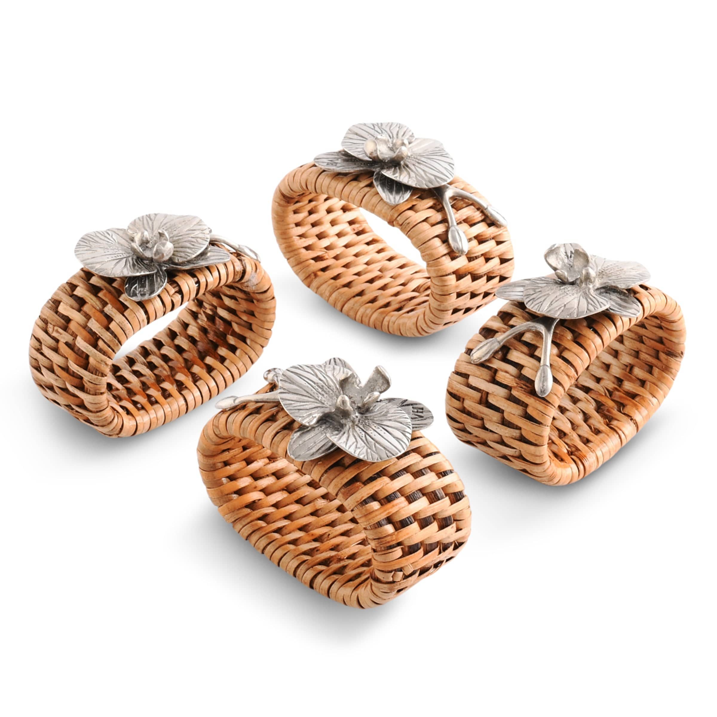 Orchid Hand Woven Wicker Rattan Napkin Ring - Thumbnail 4