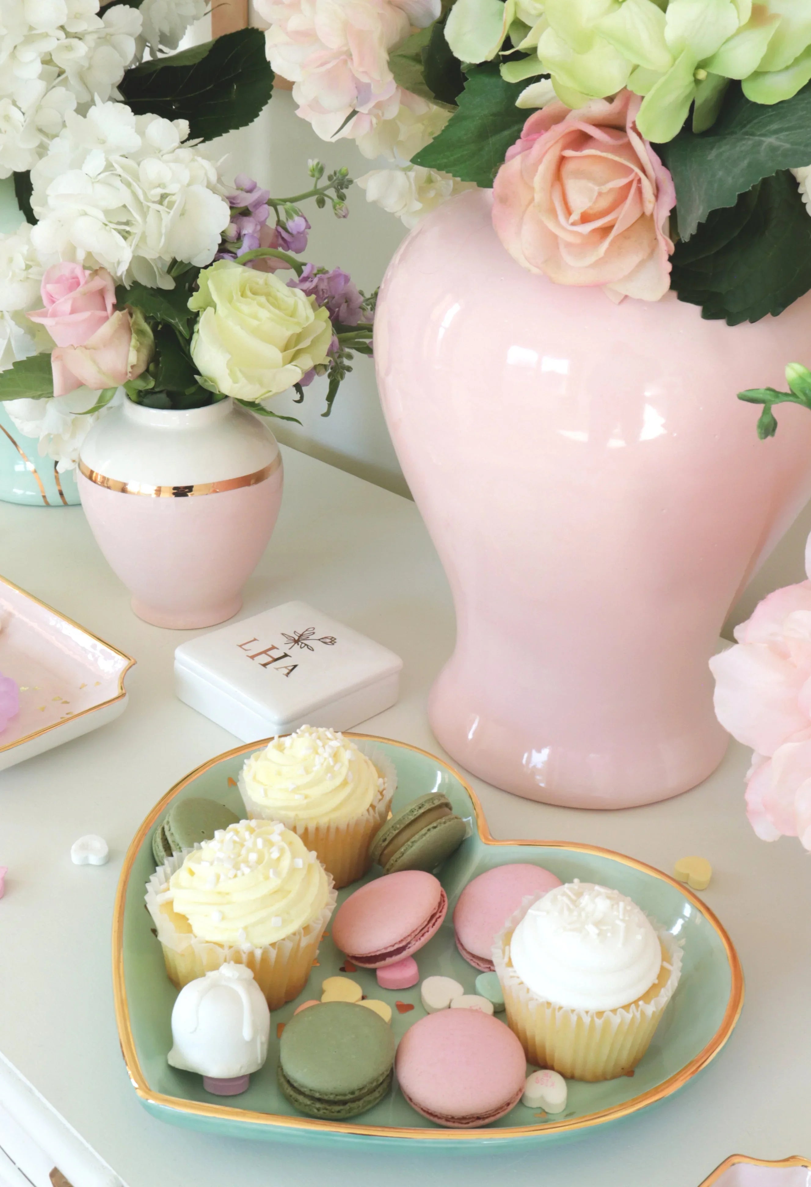Cherry Blossom Pink Color Block Ginger Jar with Gold Accent - The Mayfair Hall