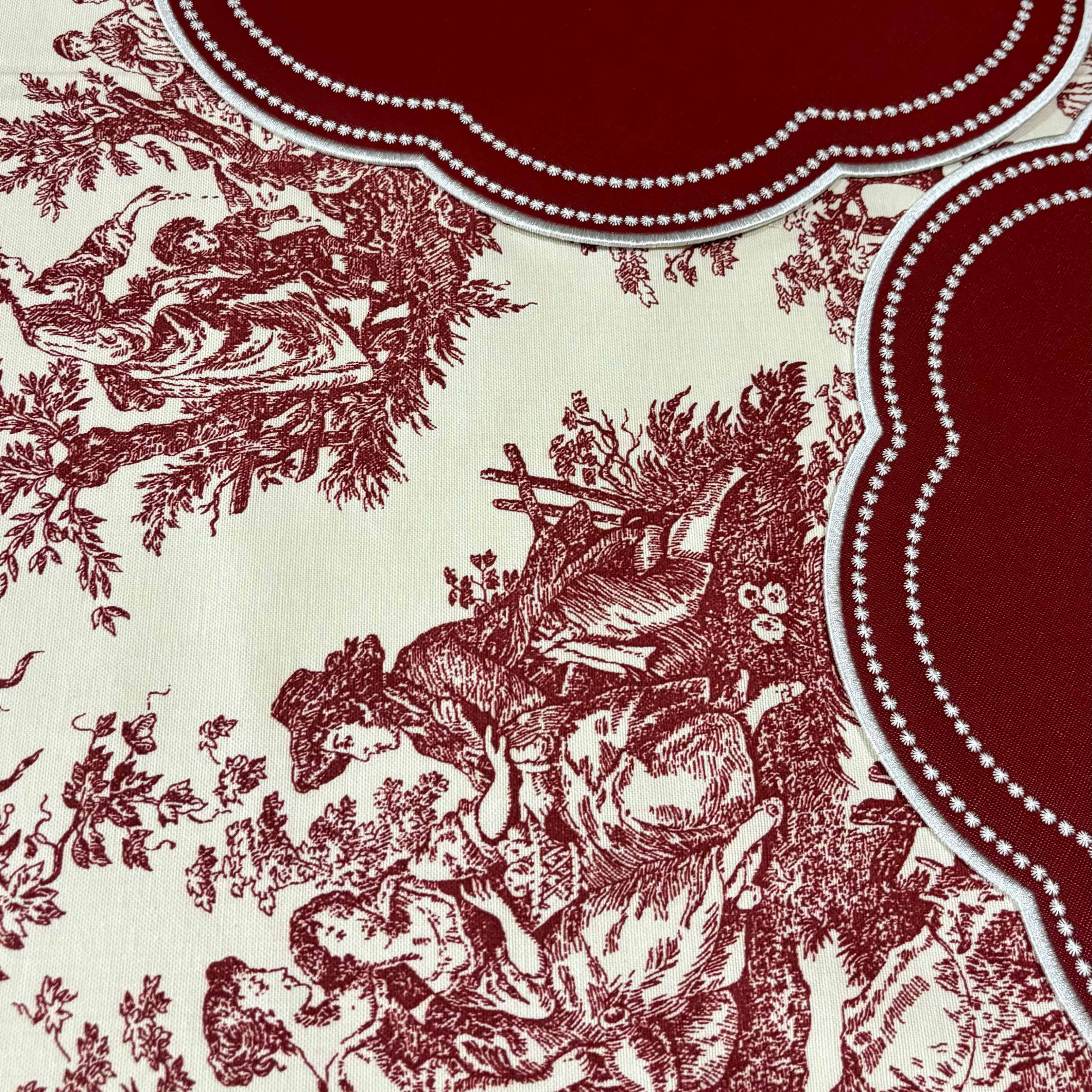 MYRELUNE VINTAGE RED & WHITE WATERPROOF RECTANGLE TABLECLOTH