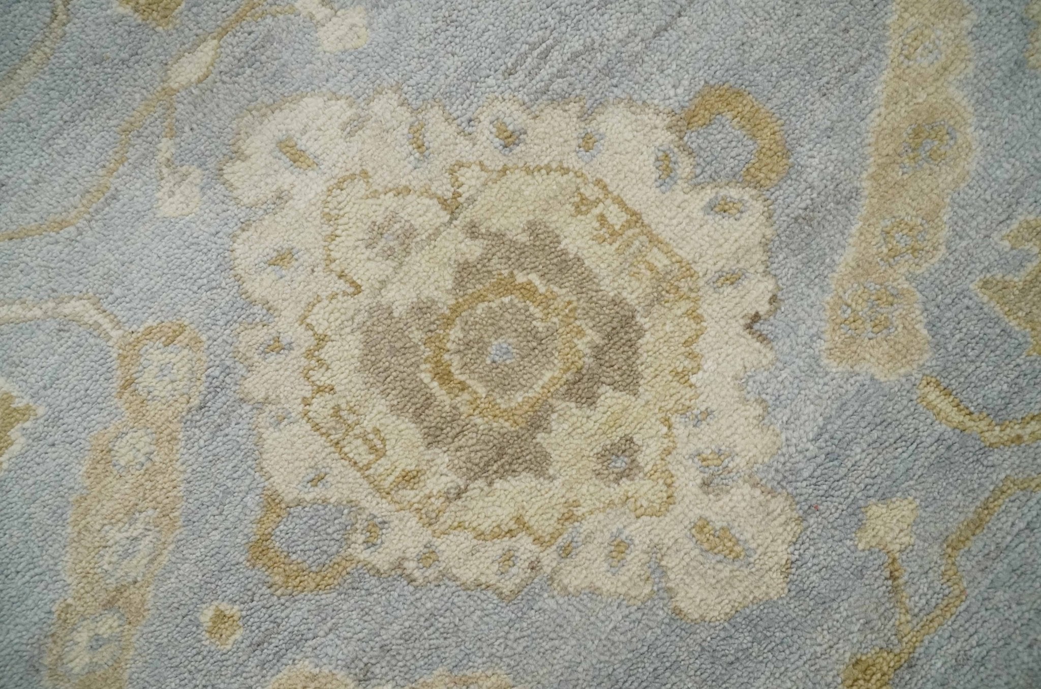 Vintage Style Charcoal, Beige and Olive 8x10 Hand knotted Oushak wool Area Rug