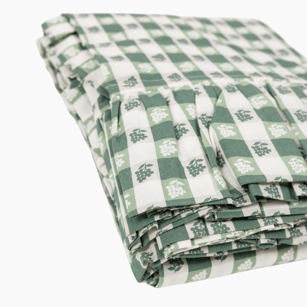 Virginia Stripe Green 120" Round Ruffled Tablecloth