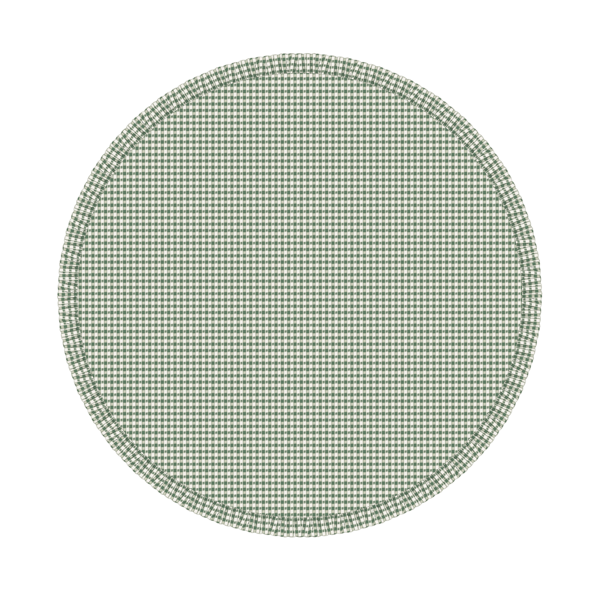 Virginia Stripe Green 120" Round Ruffled Tablecloth
