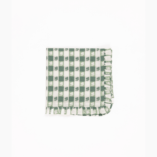 Virginia Stripe Green Ruffled Napkins, Set of 4