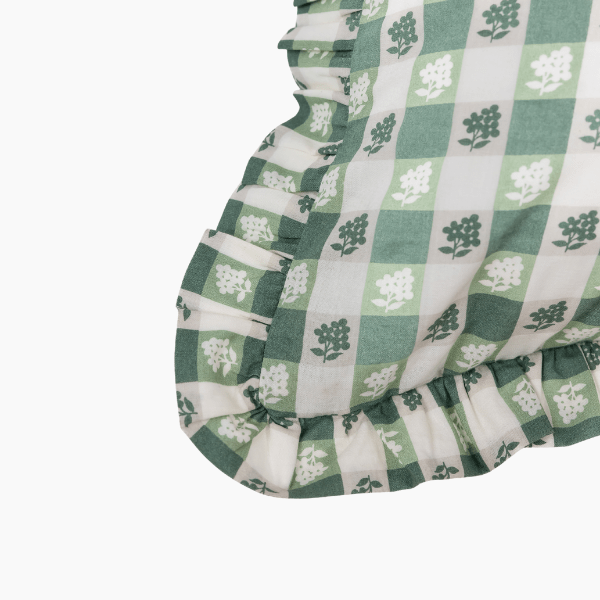 Virginia Stripe Green Ruffled Throw Pillow