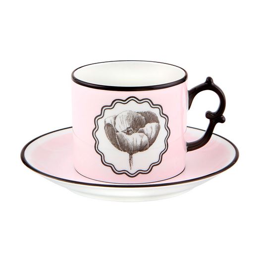 Vista Alegre Herbariae Pink and Peacock Tea Cups and Saucer (2 sets) - The Mayfair Hall