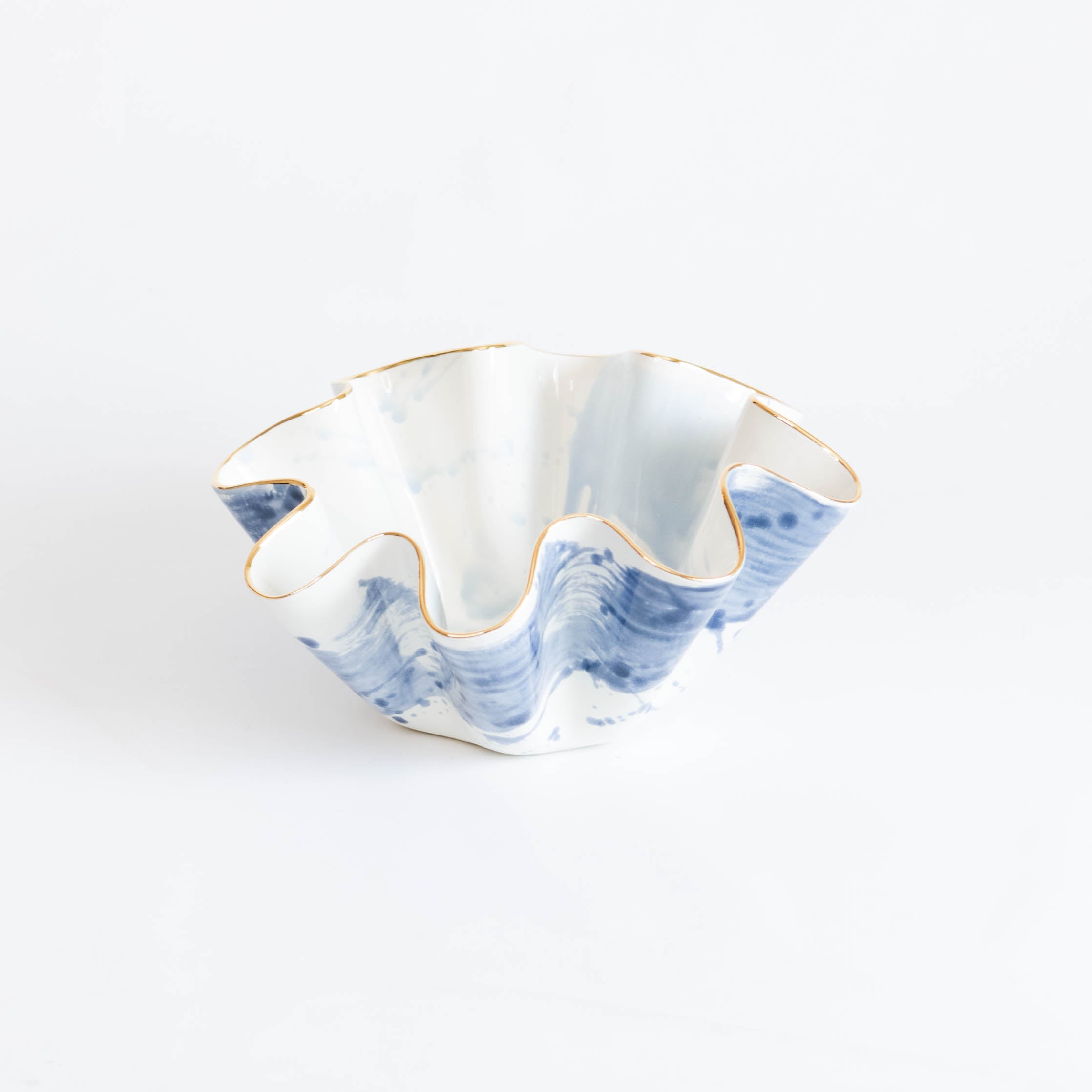 Desirie Blue Watercolor Wavy Bowl