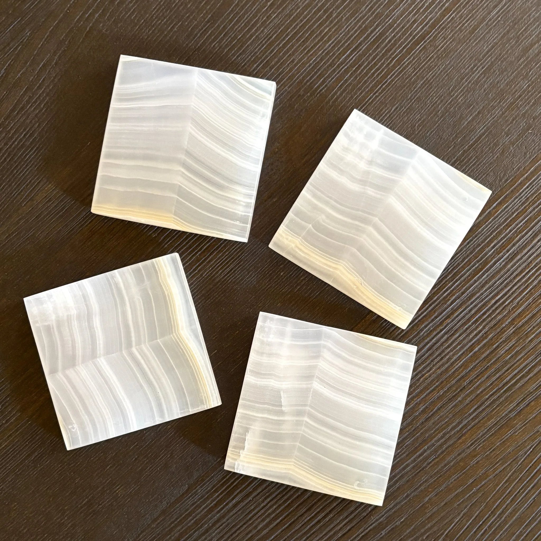 White Onyx Coaster Set