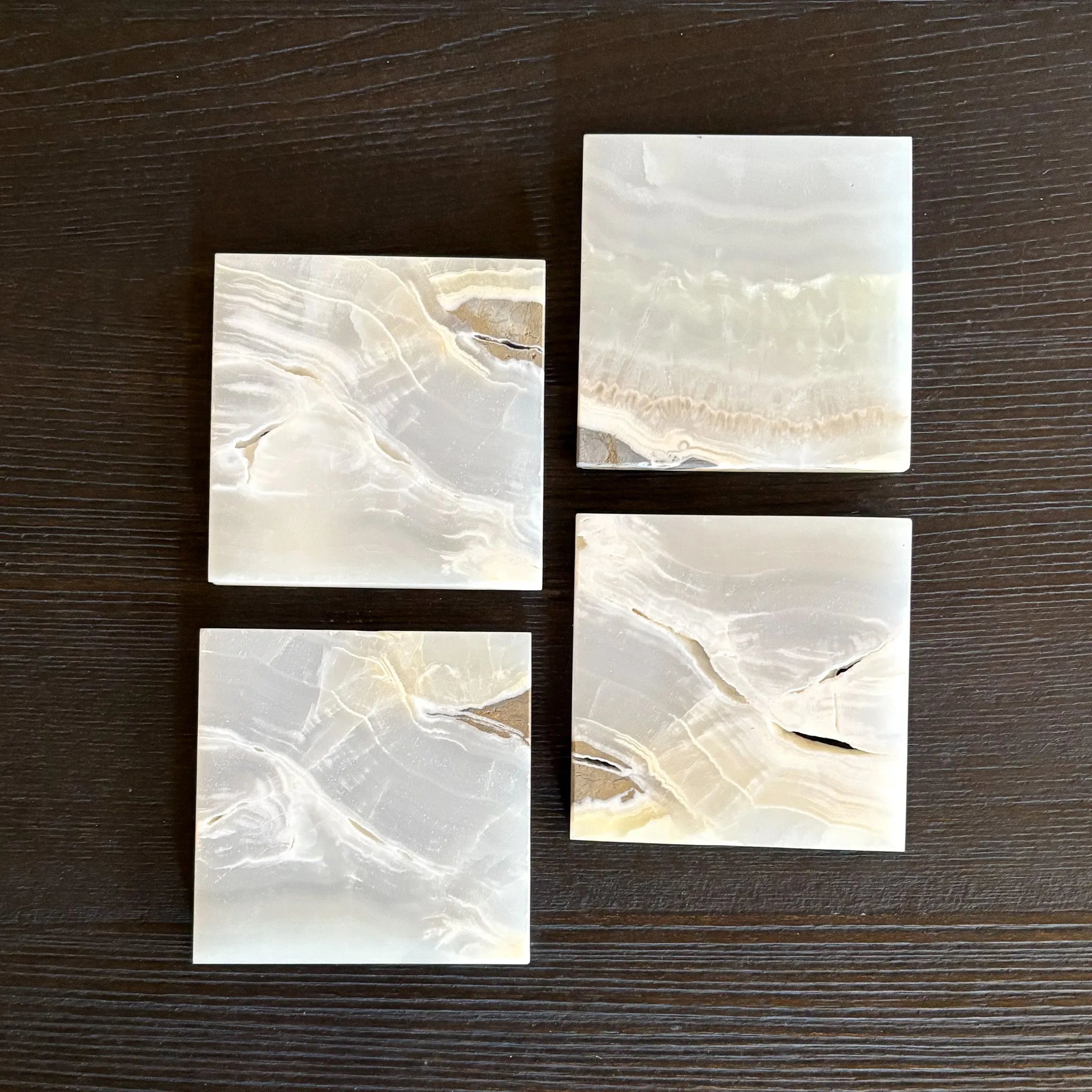 White Onyx Coaster Set