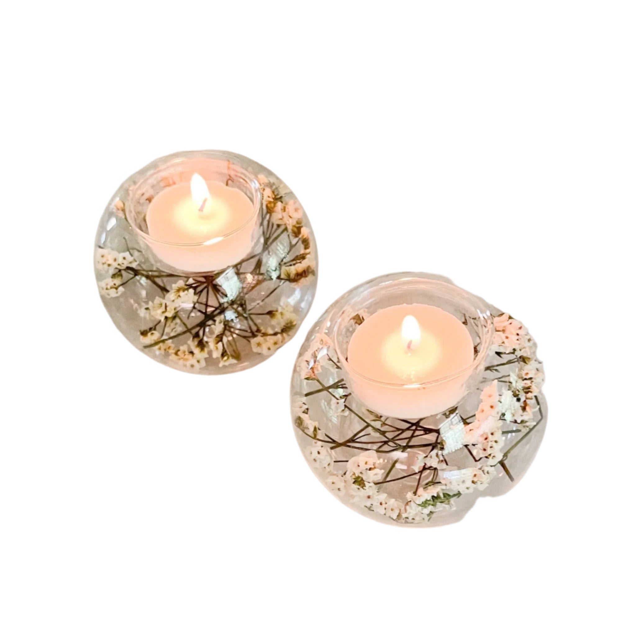 White Rosewood Glass Candle Holder