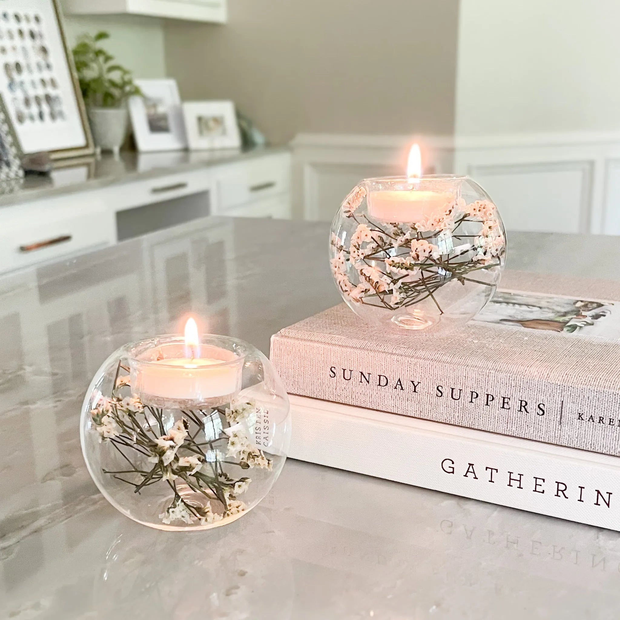 White Rosewood Glass Candle Holder