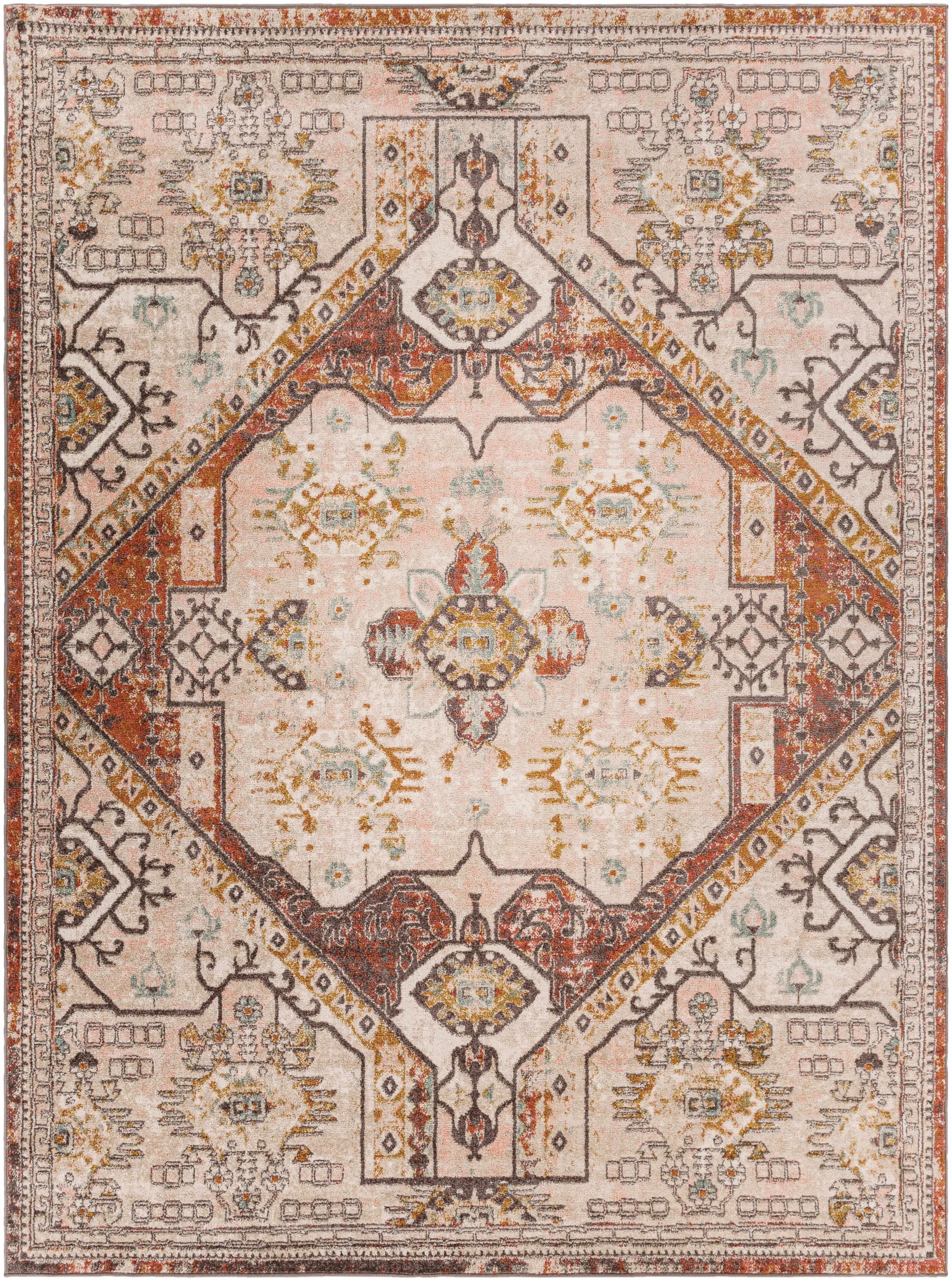 Yennora Brick Red Medallion Rug