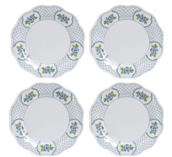 Blue Hydrangea Garden Melamine Dinner Plates - Set of 4 - The Mayfair Hall