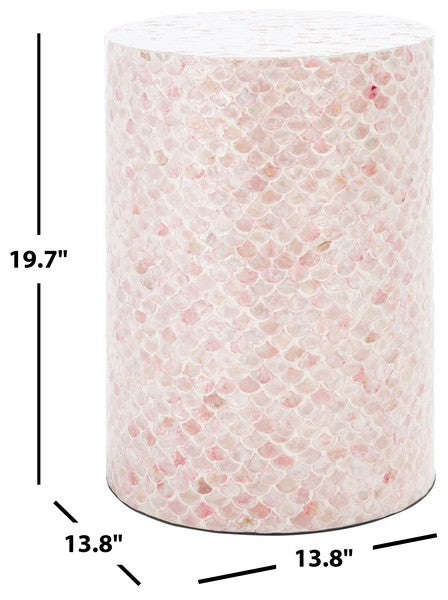 Emberlyn Pink Fish Scale Pattern Round Accent Table - The Mayfair Hall