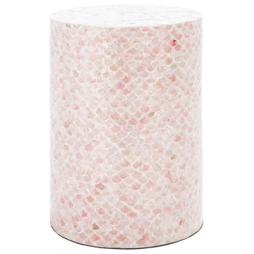 Emberlyn Pink Fish Scale Pattern Round Accent Table - The Mayfair Hall