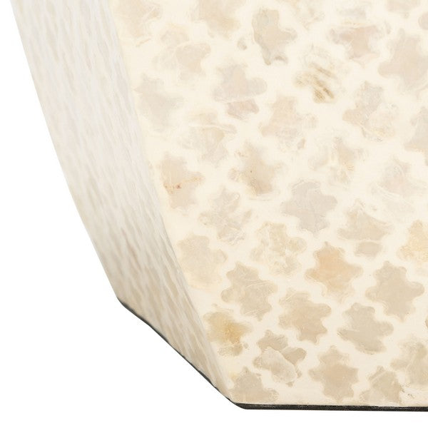 Rylie White Capiz Shell Alhambra Accent Table - The Mayfair Hall