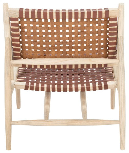 Soleil Brown Woven Leather Accent Chair - The Mayfair Hall
