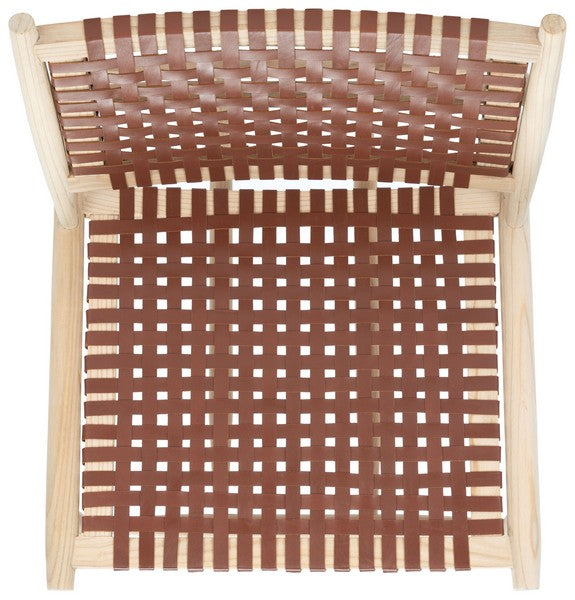 Natural Wood and Brown Woven Leather Accent Chair - The Mayfair Hall