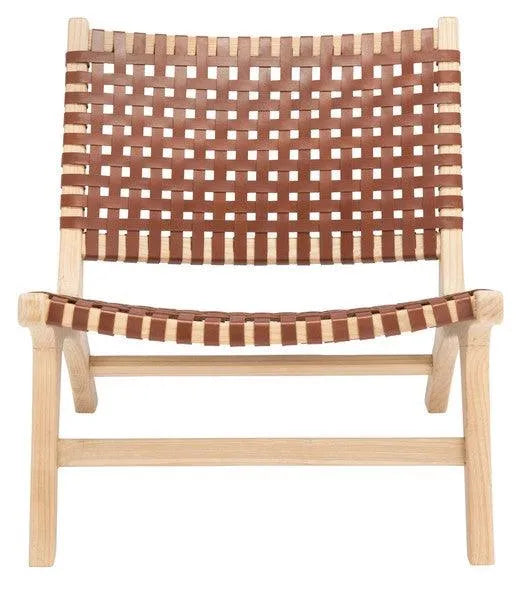 Safavieh Luna Cognac Woven Leather Accent Chair