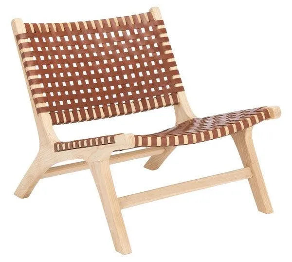 Safavieh Luna Cognac Woven Leather Accent Chair