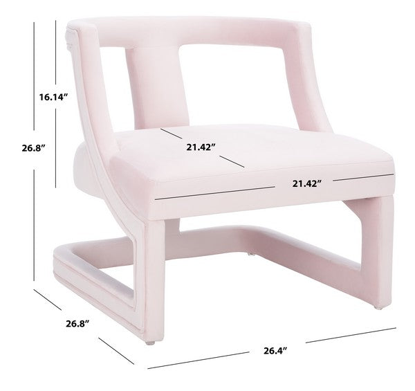 Rhyes Light Pink Velvet Accent Chair - The Mayfair Hall