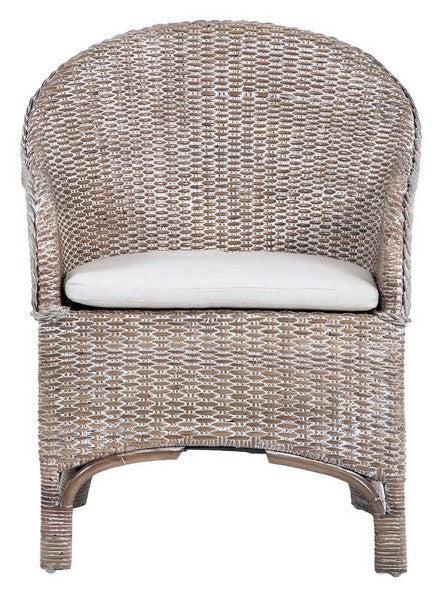 Antonia Grey-White Wash Rattan Accent Chair - The Mayfair Hall