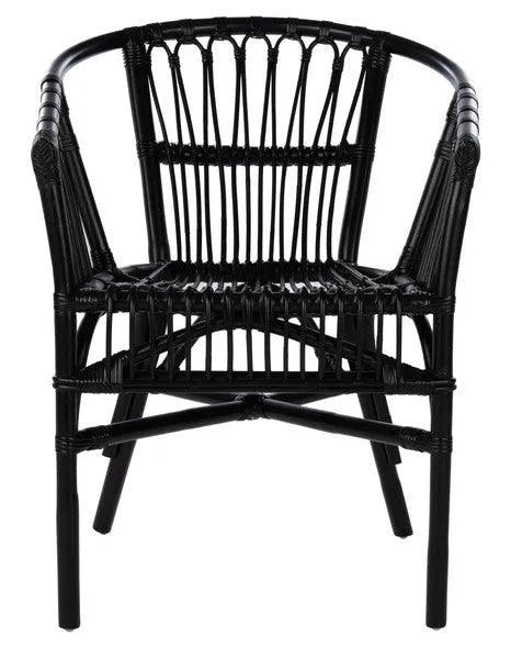 Safavieh Adriana Rattan Accent Chair in Black with Curved Silhouette (Set of two)
