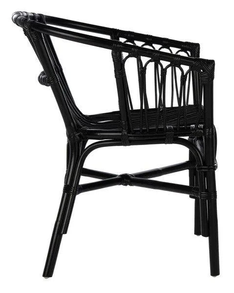 Safavieh Adriana Rattan Accent Chair in Black with Curved Silhouette (Set of two)