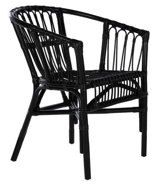 Safavieh Adriana Rattan Accent Chair in Black with Curved Silhouette (Set of two)