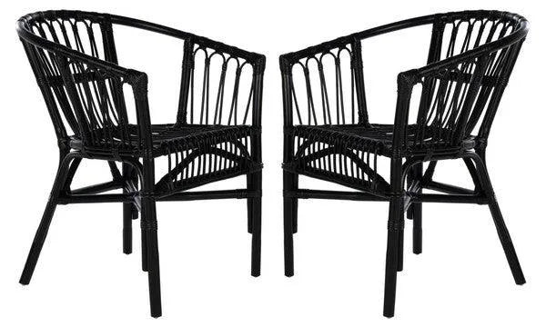 Black Rattan Accent Chair (Set of 2) - The Mayfair Hall
