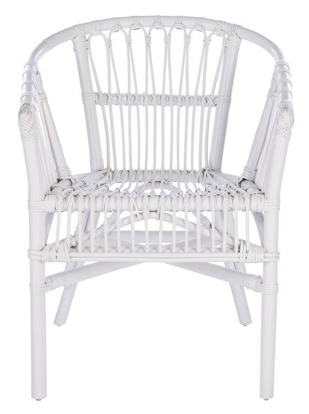 Adriana White Rattan Accent Chair (Set of 2) - The Mayfair Hall