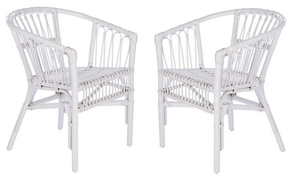 Adriana White Rattan Accent Chair (Set of 2) - The Mayfair Hall