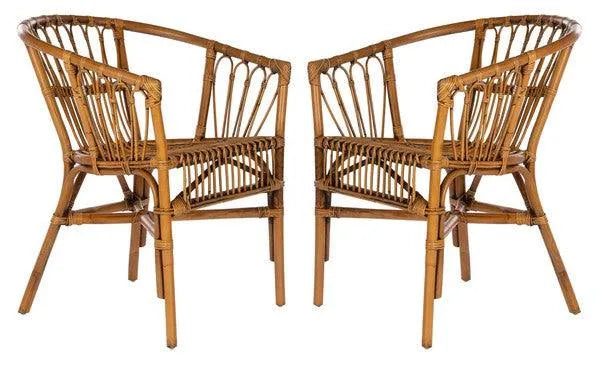 Adriana Honey Brown Rattan Accent Chair (Set of 2) - The Mayfair Hall