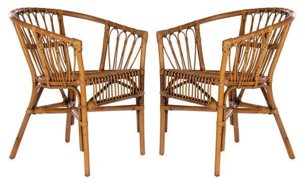 Honey Brown Rattan Accent Chair (Set of 2) - The Mayfair Hall