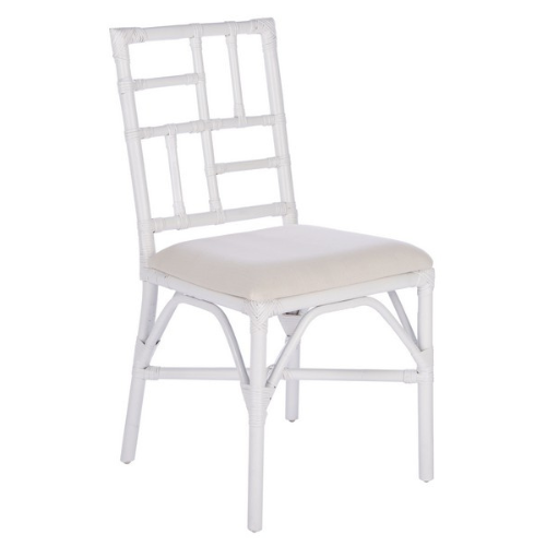 White Bamboo Inspired Accent Chair W/ Cushion - The Mayfair Hall