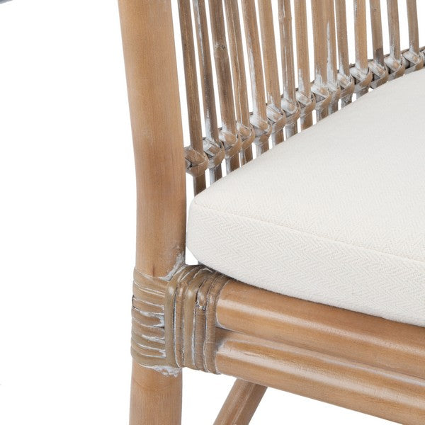 Grey Whitewash Rattan Accent Chair W / Cushion - The Mayfair Hall