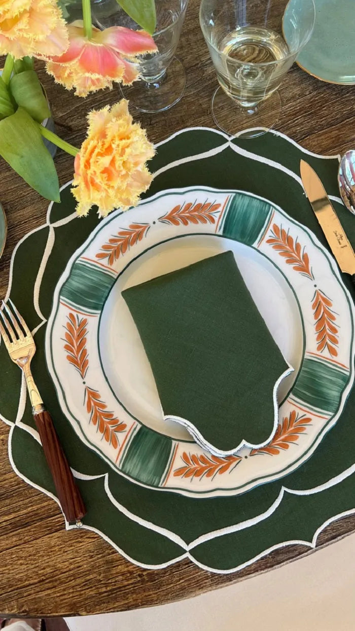 ALHAMBRA RIFFLE GREEN NAPKIN (SET OF 4) - The Mayfair Hall
