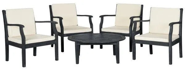 Slate Acacia Crosshatch Outdoor Cocktail Lounge Set (5 Piece Set) - The Mayfair Hall