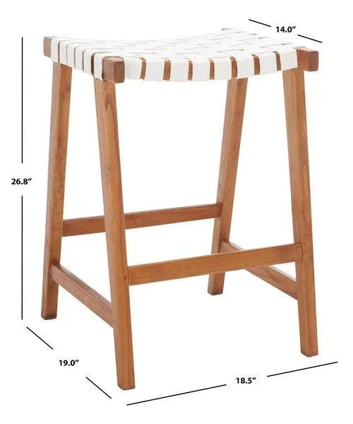 White-Natural Rectangle Counter Stool - The Mayfair Hall
