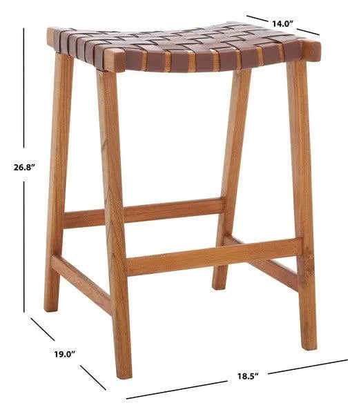 Abreu Cognac-Natural Rectangle Counter Stool - The Mayfair Hall